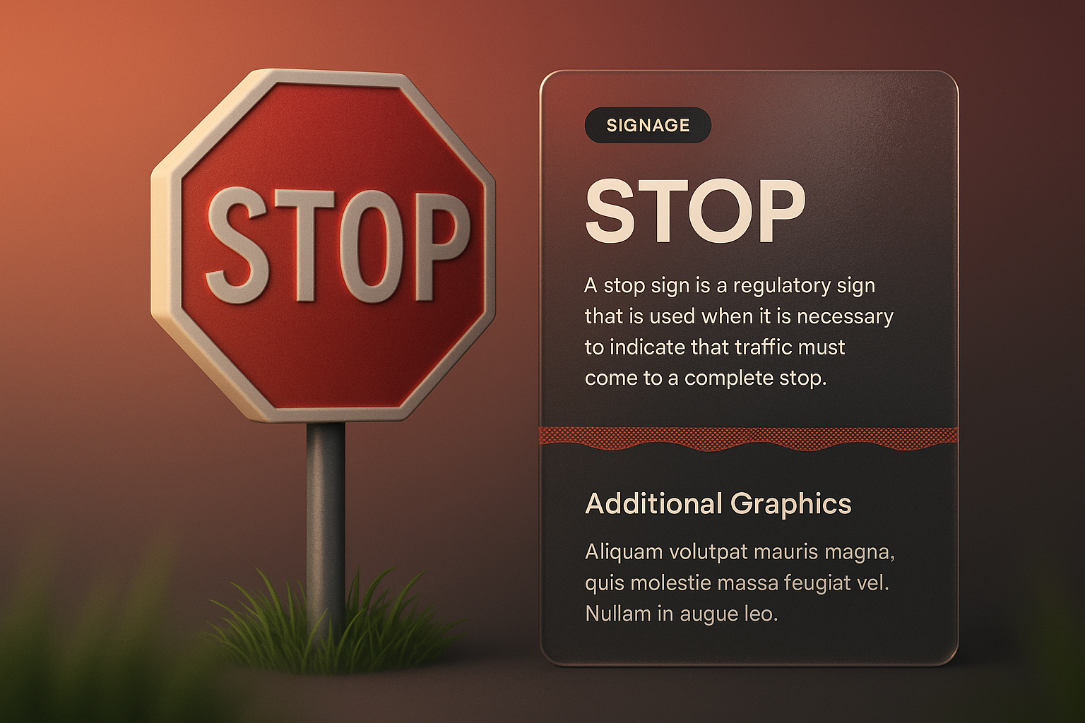3D Stop Sign Illustration with Informative Block