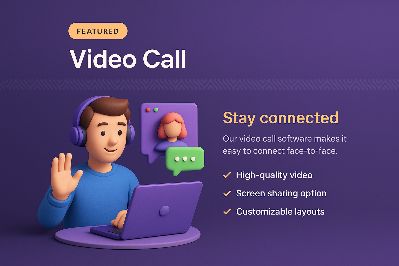 3D Video Call Design with Features Highlight