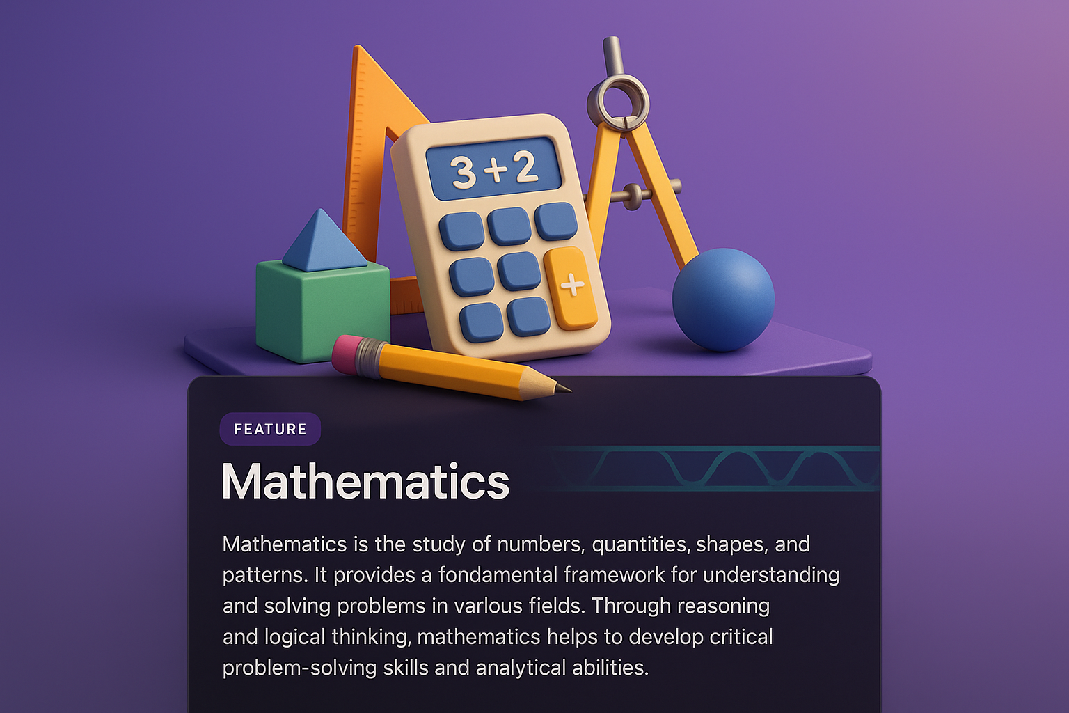3D Illustration of Mathematics Features with Engaging Design