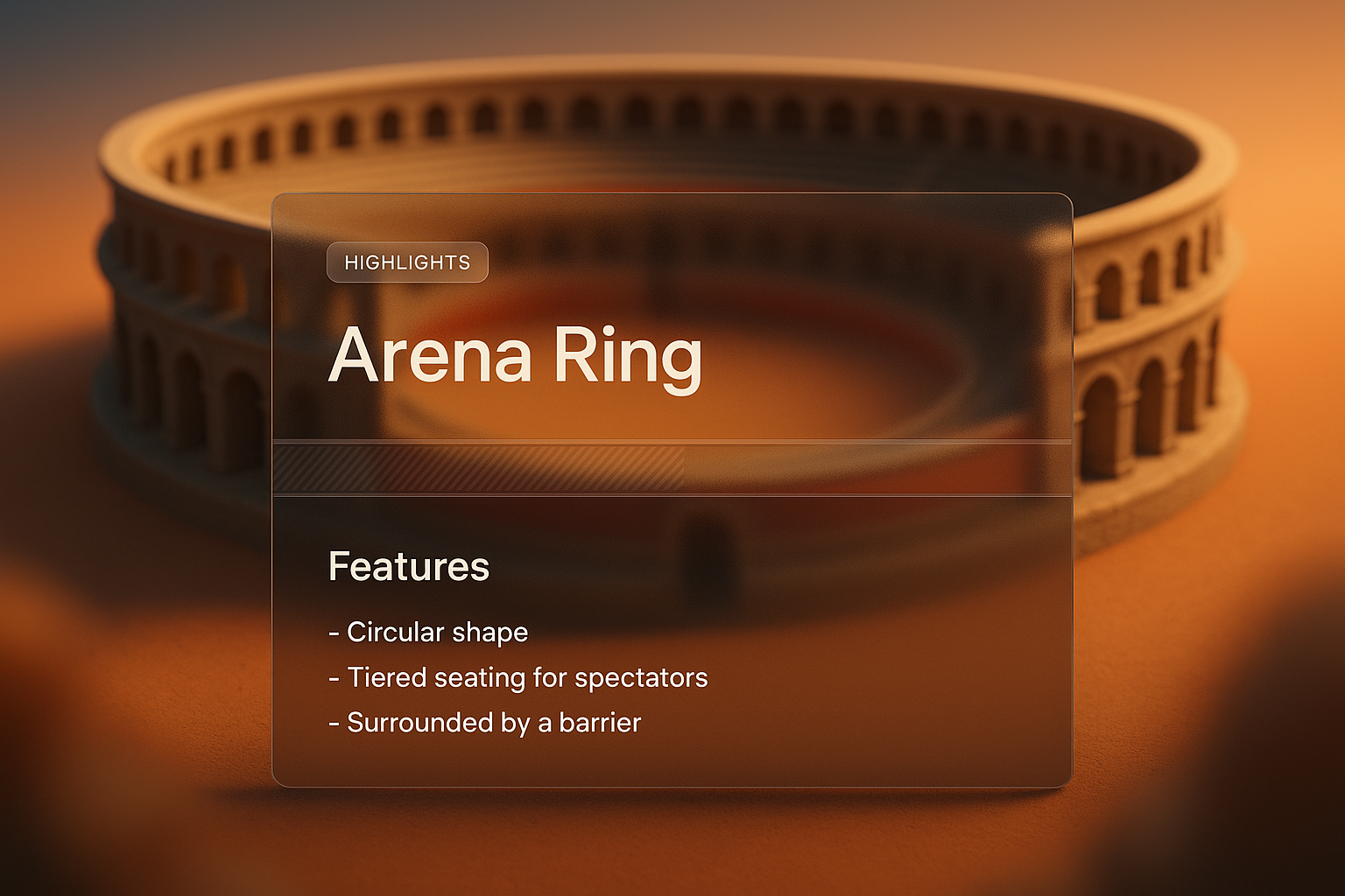 3D Arena Ring Illustration with Integrated Design Elements