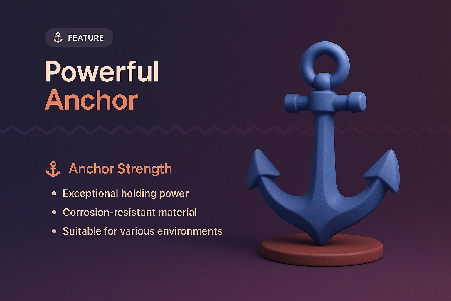 3D Illustration of a Powerful Anchor for Landing Page Design