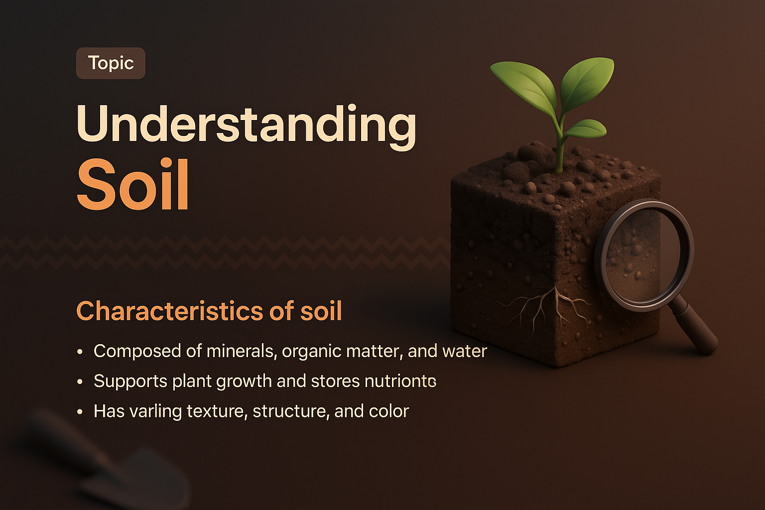 3D Illustration of Soil with Growth Features and Characteristics
