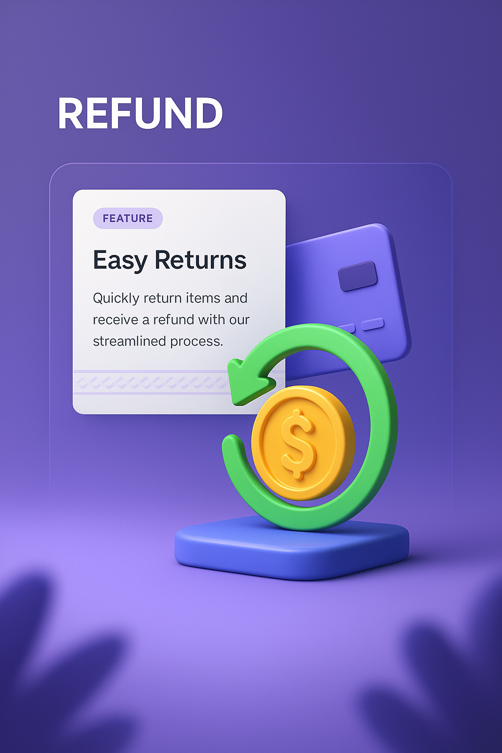 Modern 3D Illustration for Refund Process in Web Design