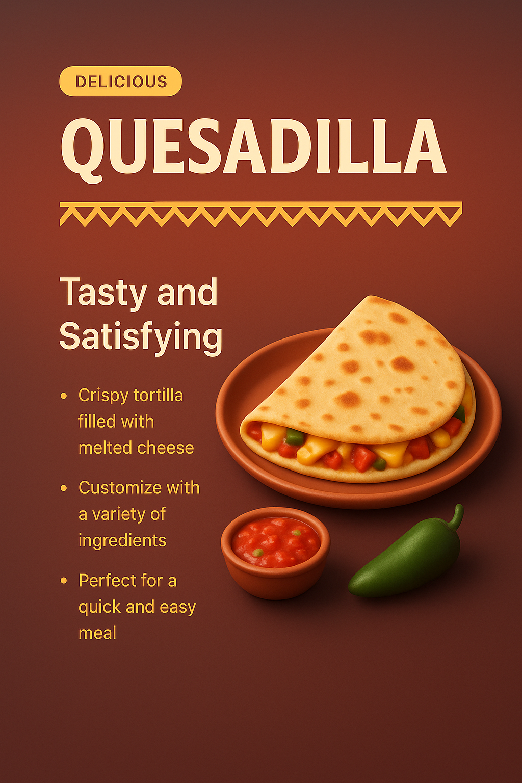 Delicious Quesadilla with Tasty Ingredients and Customization Options