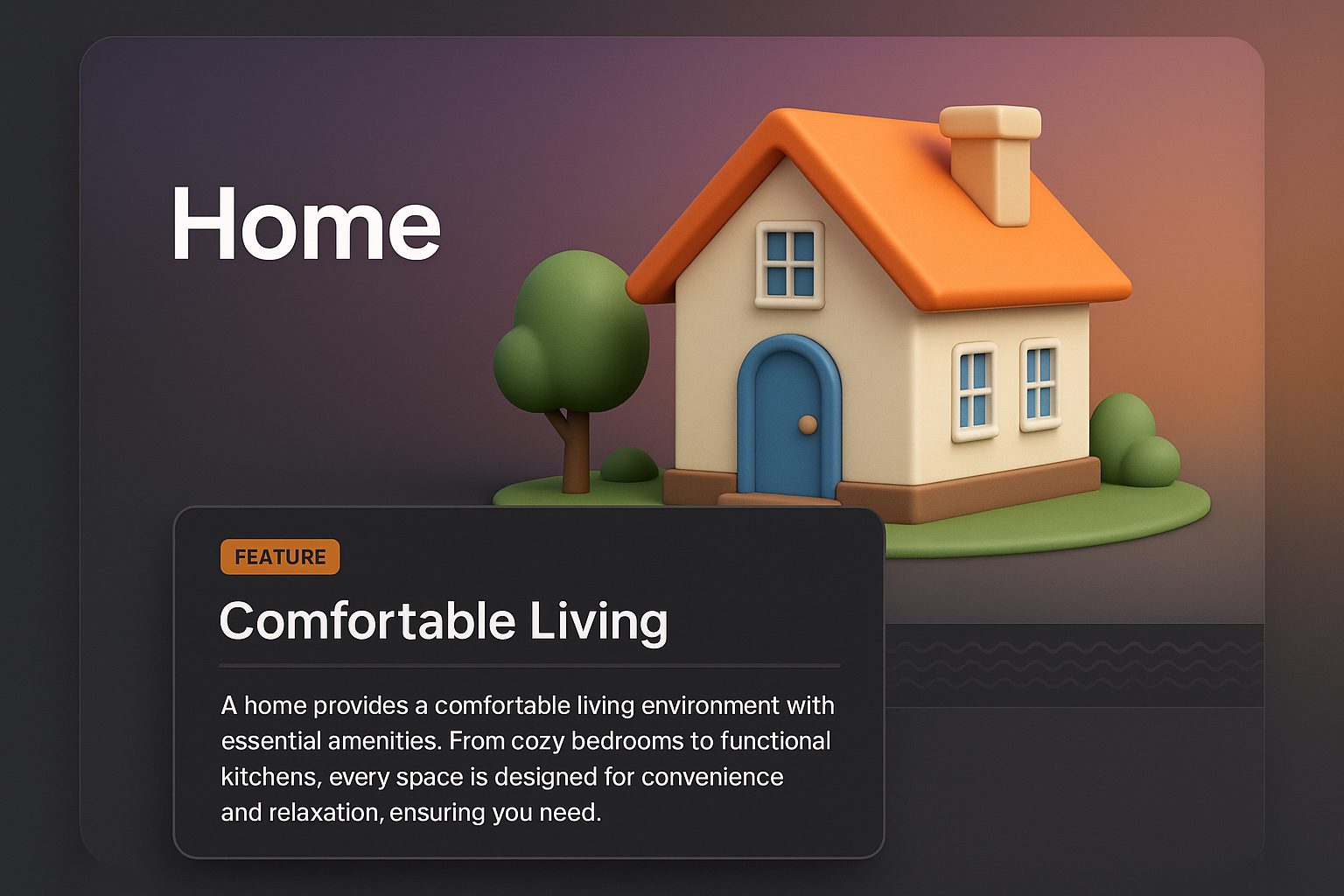 3D Home Interface Design with Feature Block