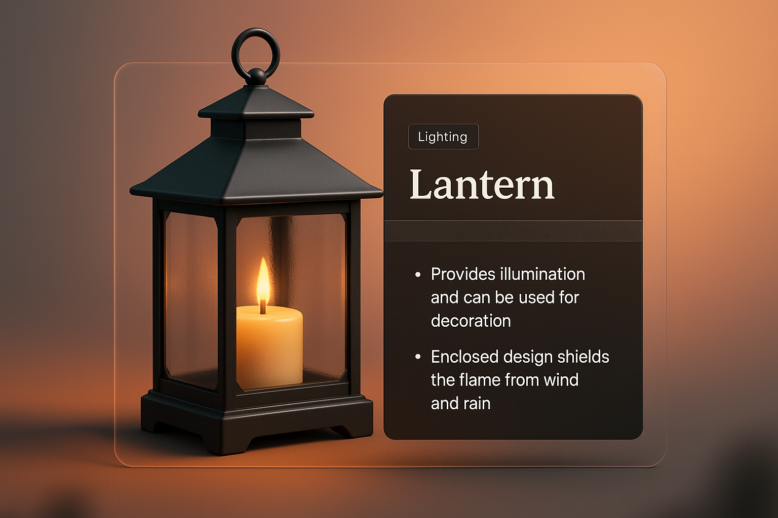 3D Lantern Illustration with Informative Overlay