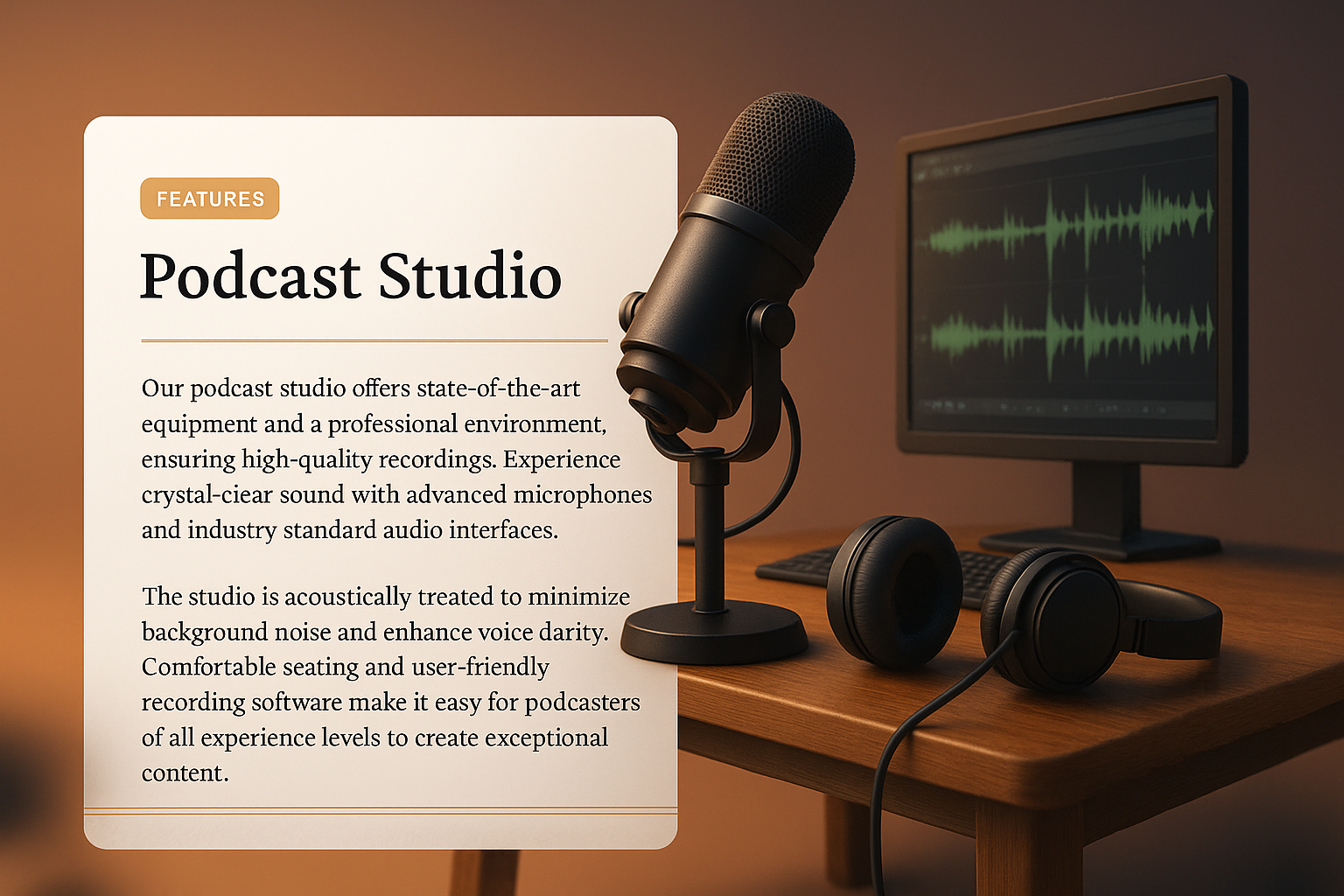 High-Quality Podcast Studio Features and Design Overview