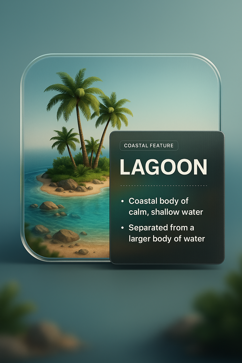 3D Lagoon Illustration with Coastal Features