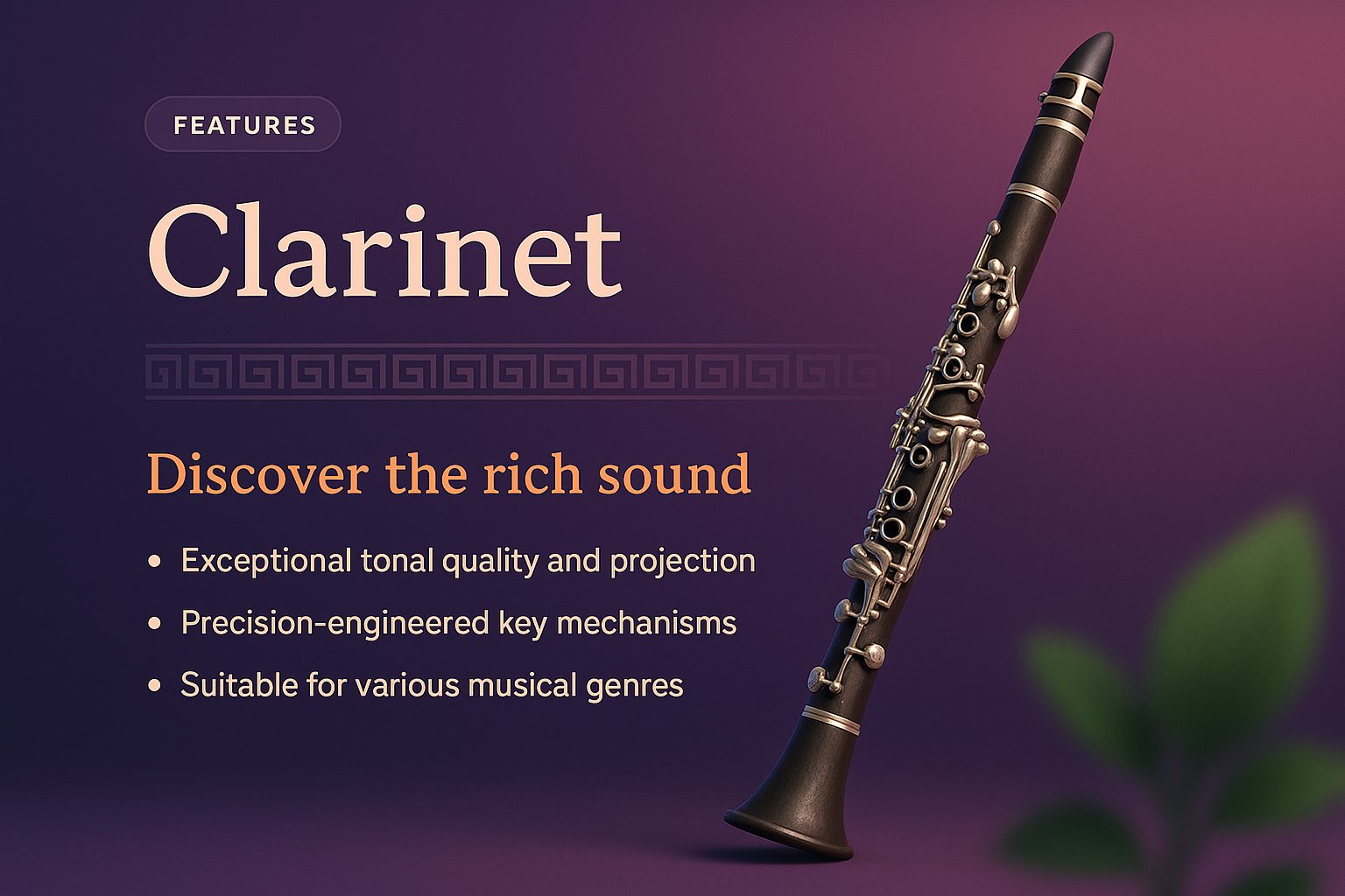 3D Illustration of a Clarinet with Feature Highlights