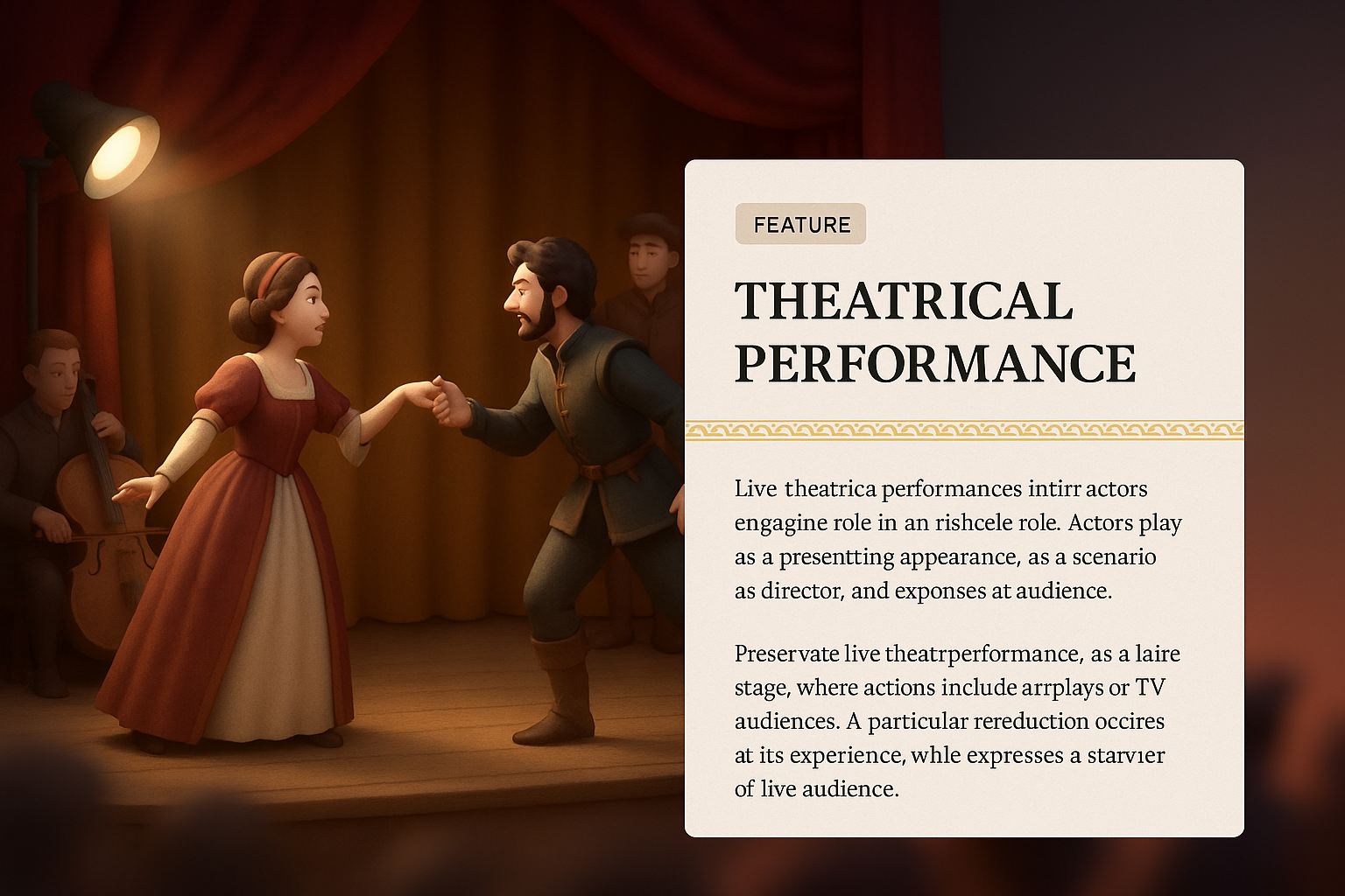 3D Theatrical Performance Illustration with Engaging Design