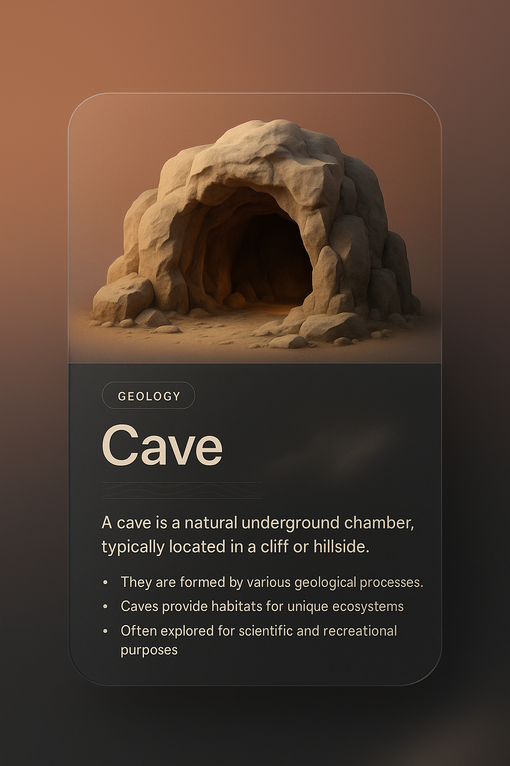 3D Illustration of a Cave with Informative Overlay