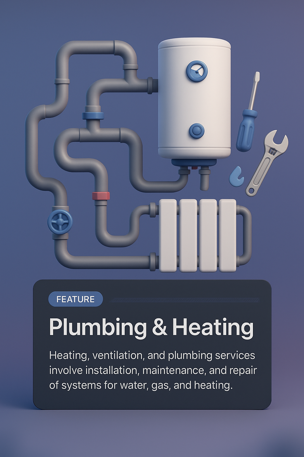 Plumbing and Heating Systems Vector Illustration