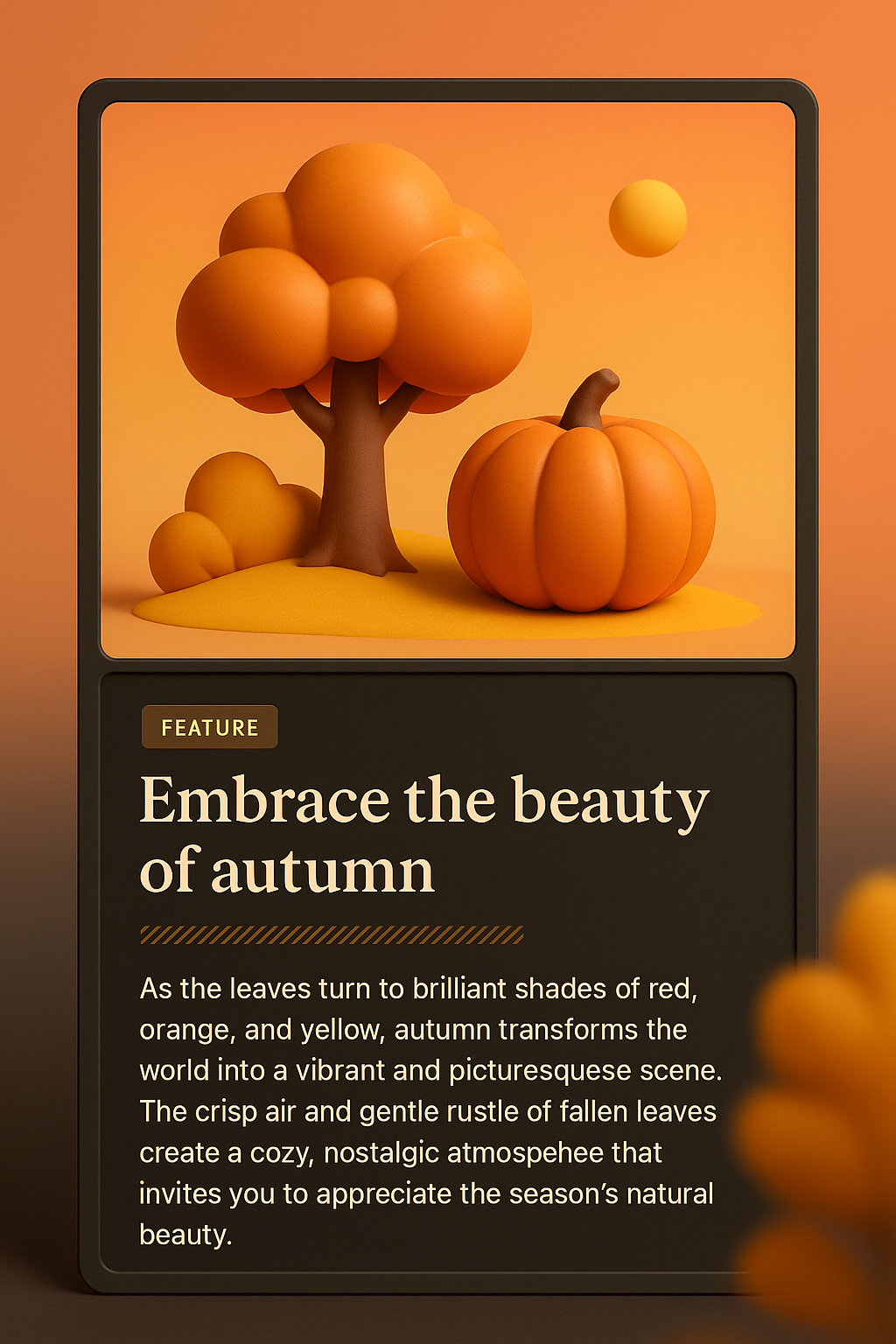 3D Autumn Illustration with Features Block Design