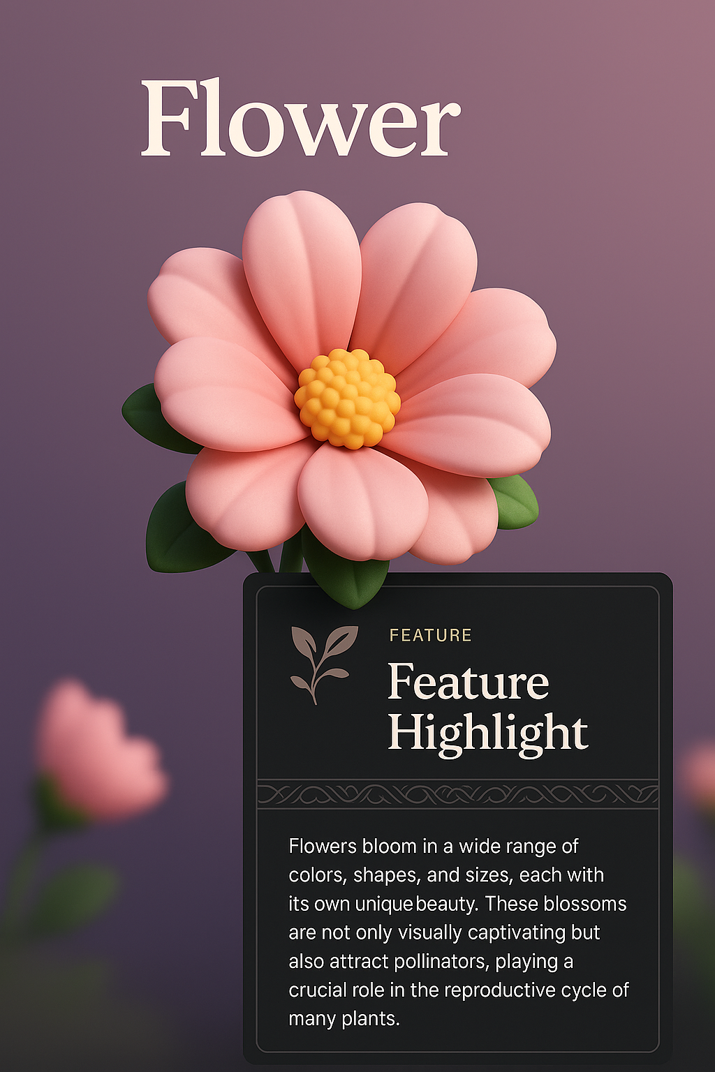 3D Flower Visualization with Feature Highlight