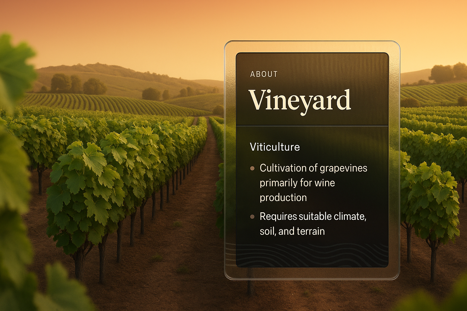 3D Vineyard Design with Informative Overlay