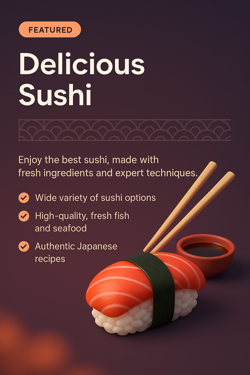 3D Illustration of Delicious Sushi with Features Highlighted