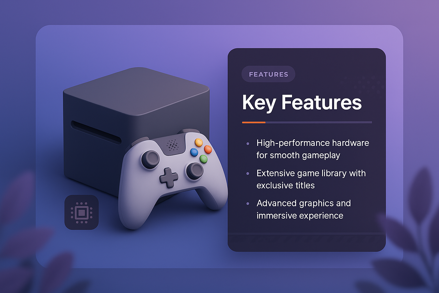 3D Console Design with Key Features Display