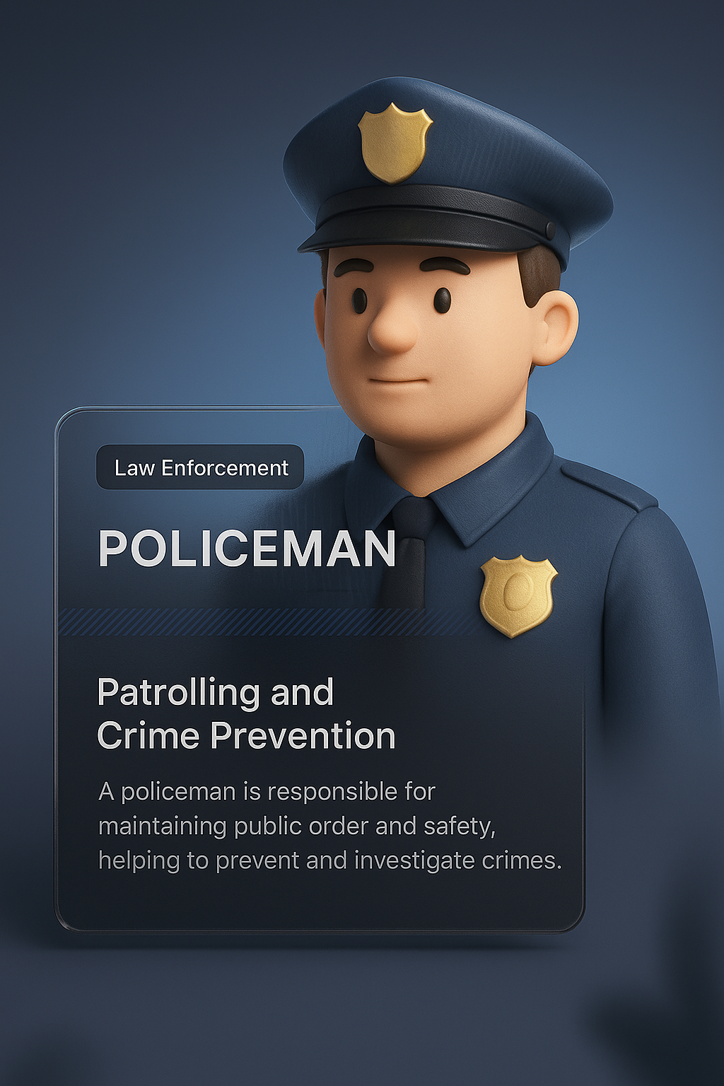3D Policeman Illustration for Law Enforcement Theme