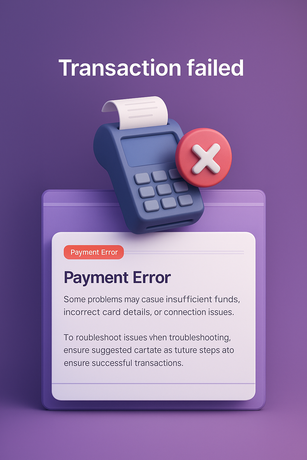 Creative 3D Illustration of Payment Error Notification