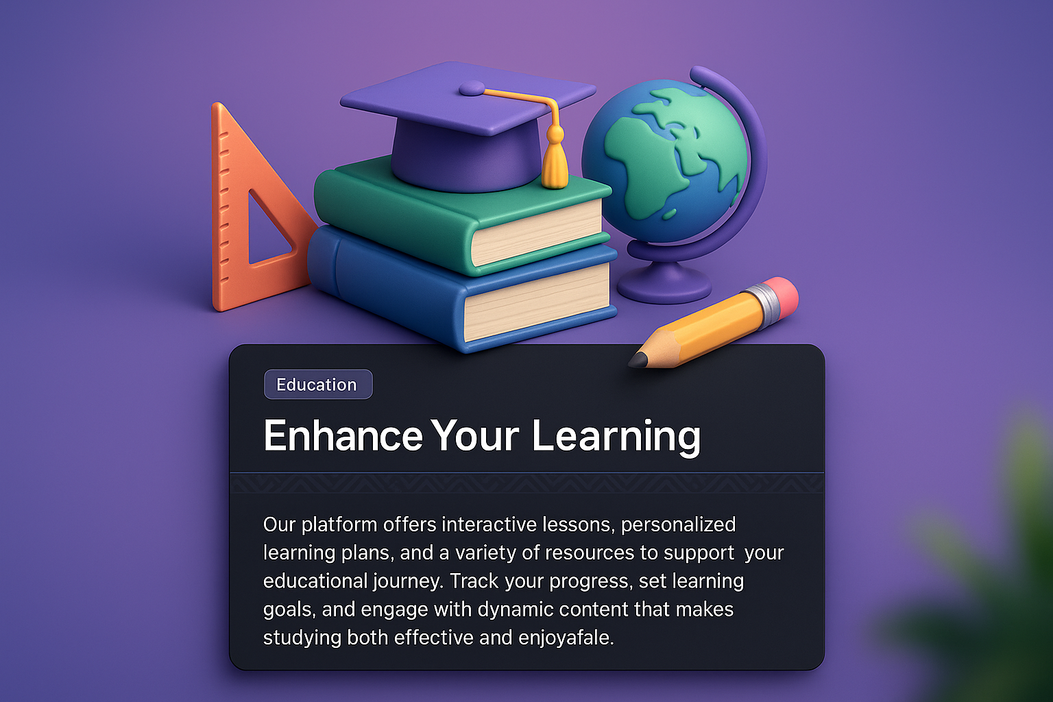 3D Educational Illustration Featuring Learning Tools