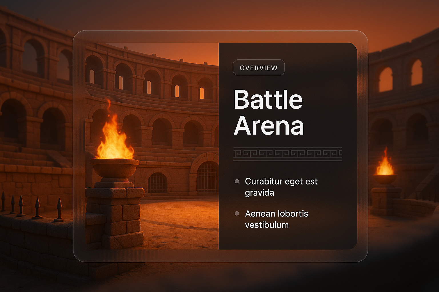 3D Battle Arena Illustration with Informative Overlay