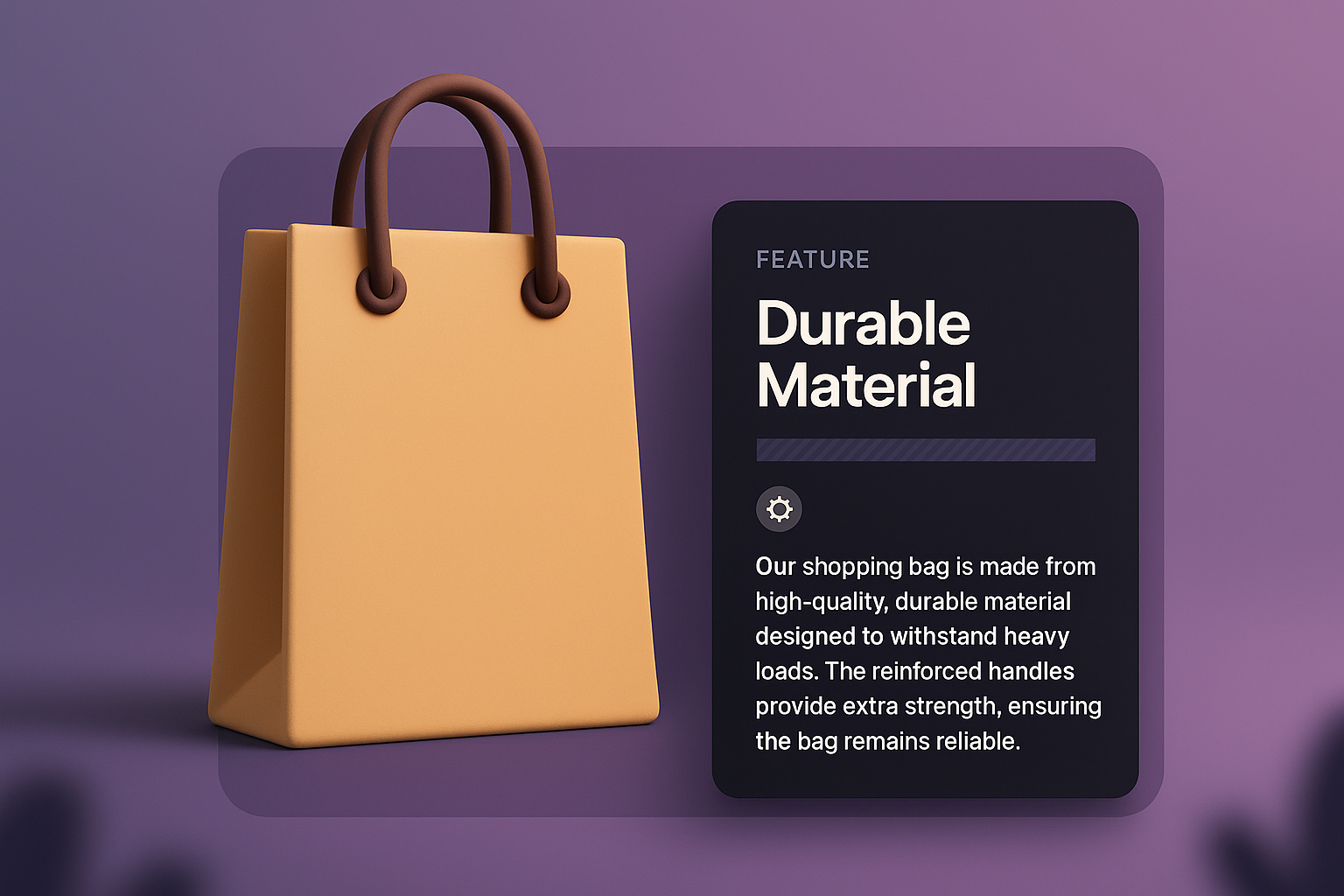 3D Shopping Bag Illustration with Feature Highlight