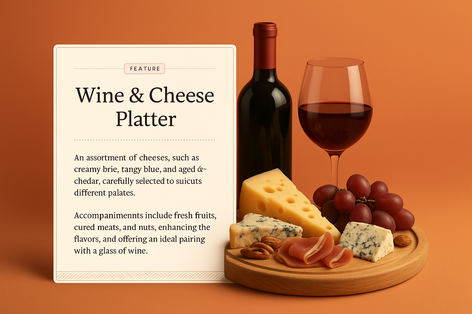 Elegant Wine and Cheese Platter Presentation