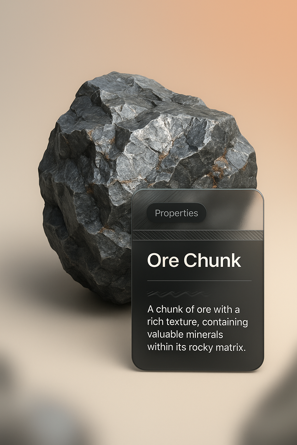 3D Visualization of an Ore Chunk with Integrated Design Elements