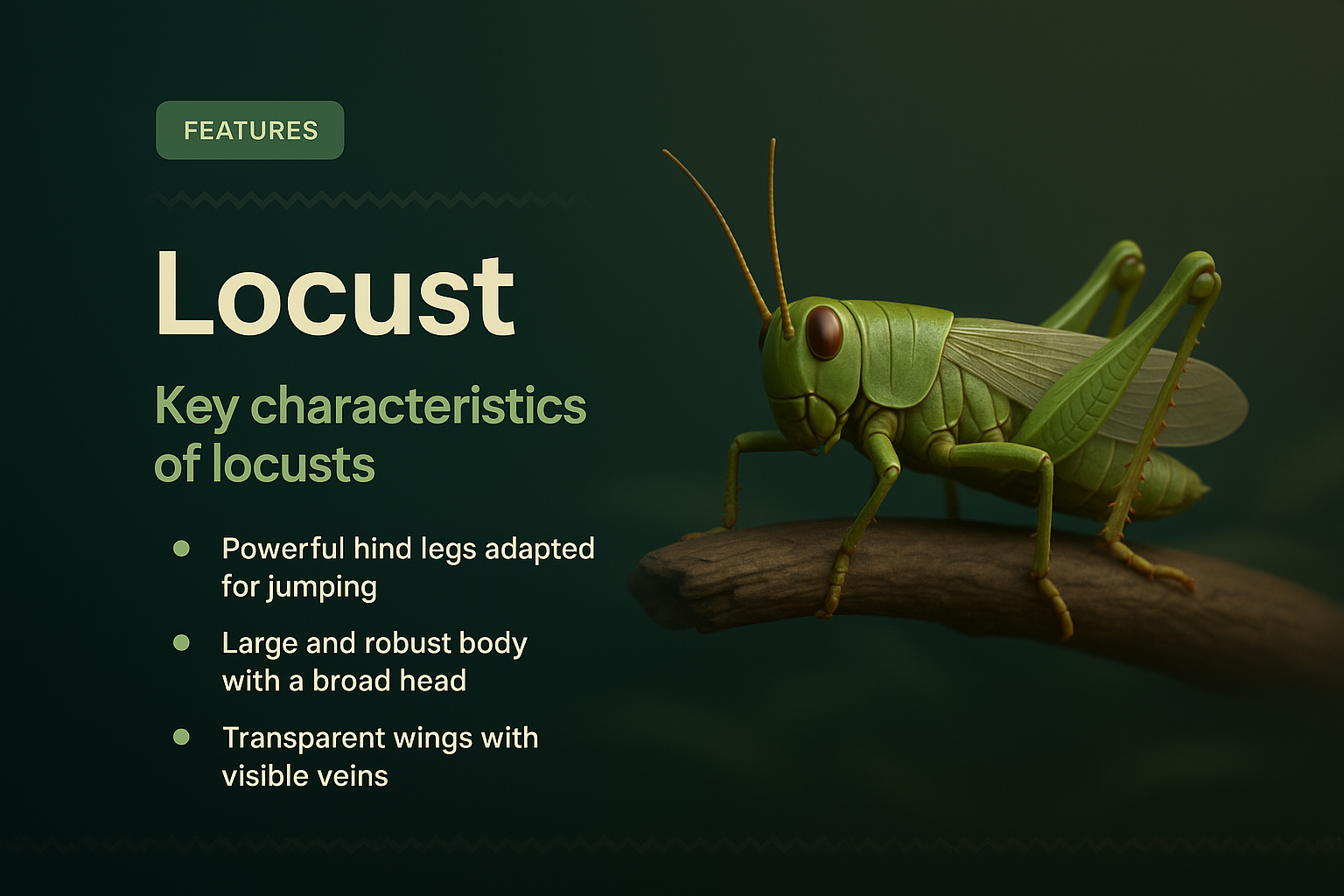 Detailed Overview of Locust Features in 3D Illustration