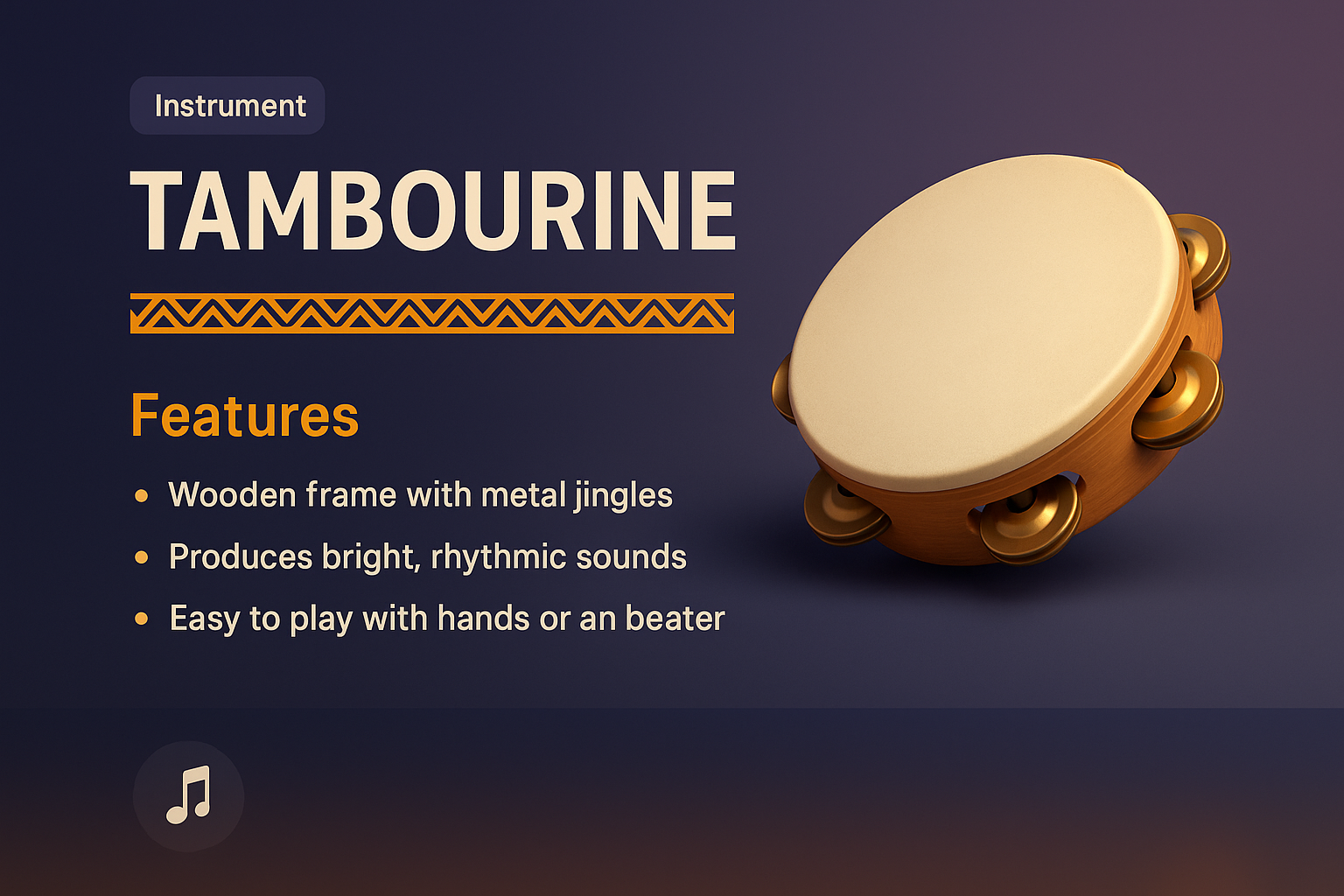 Stylish Tambourine Landing Page Design with Features