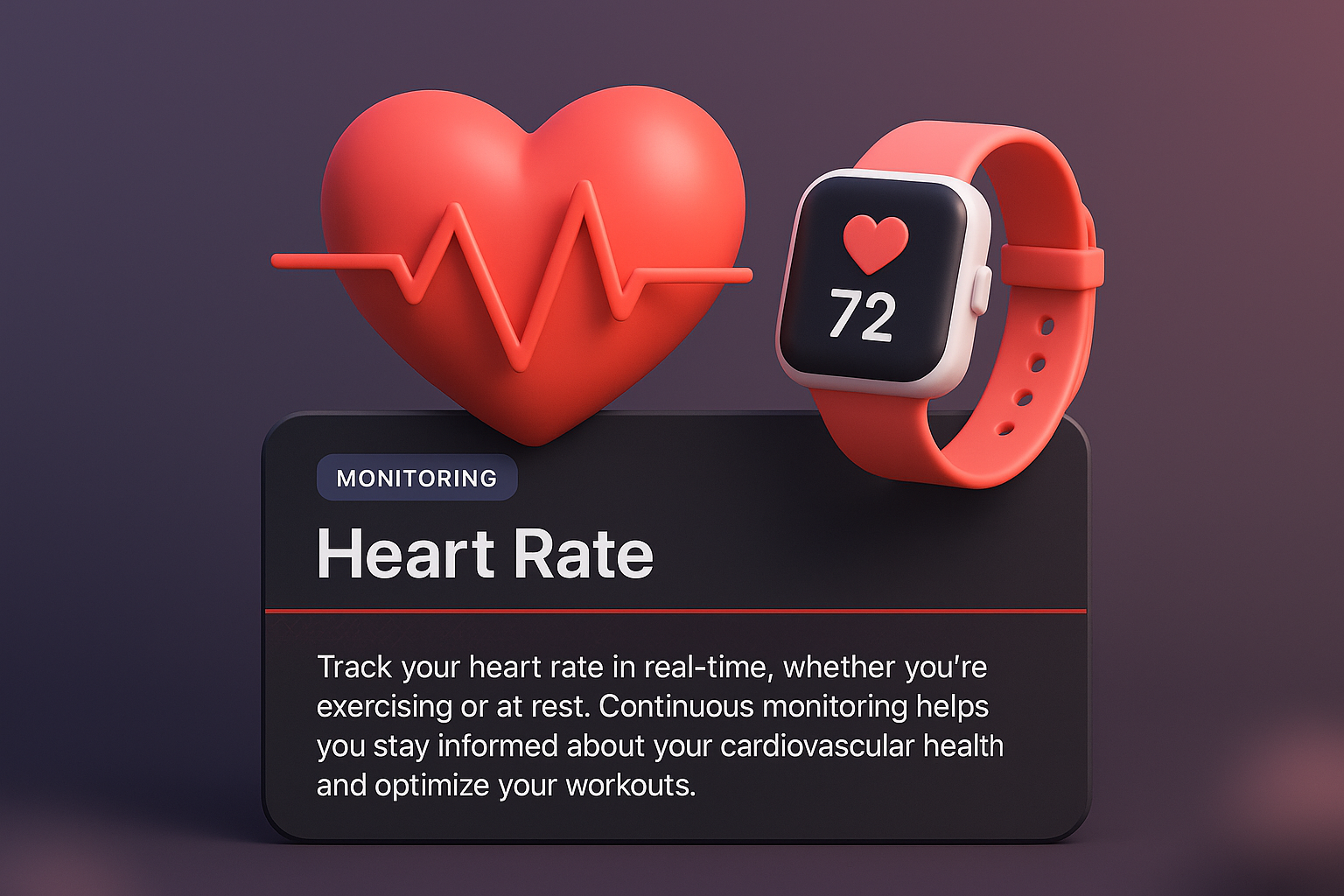 3D Illustration of Heart Rate Monitoring Concept for Web Design
