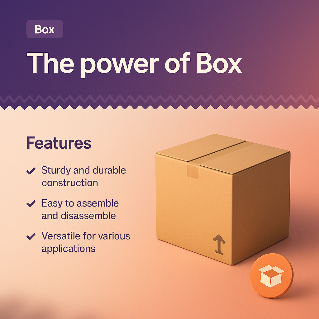 3D Box Icon with Features Description for Landing Page