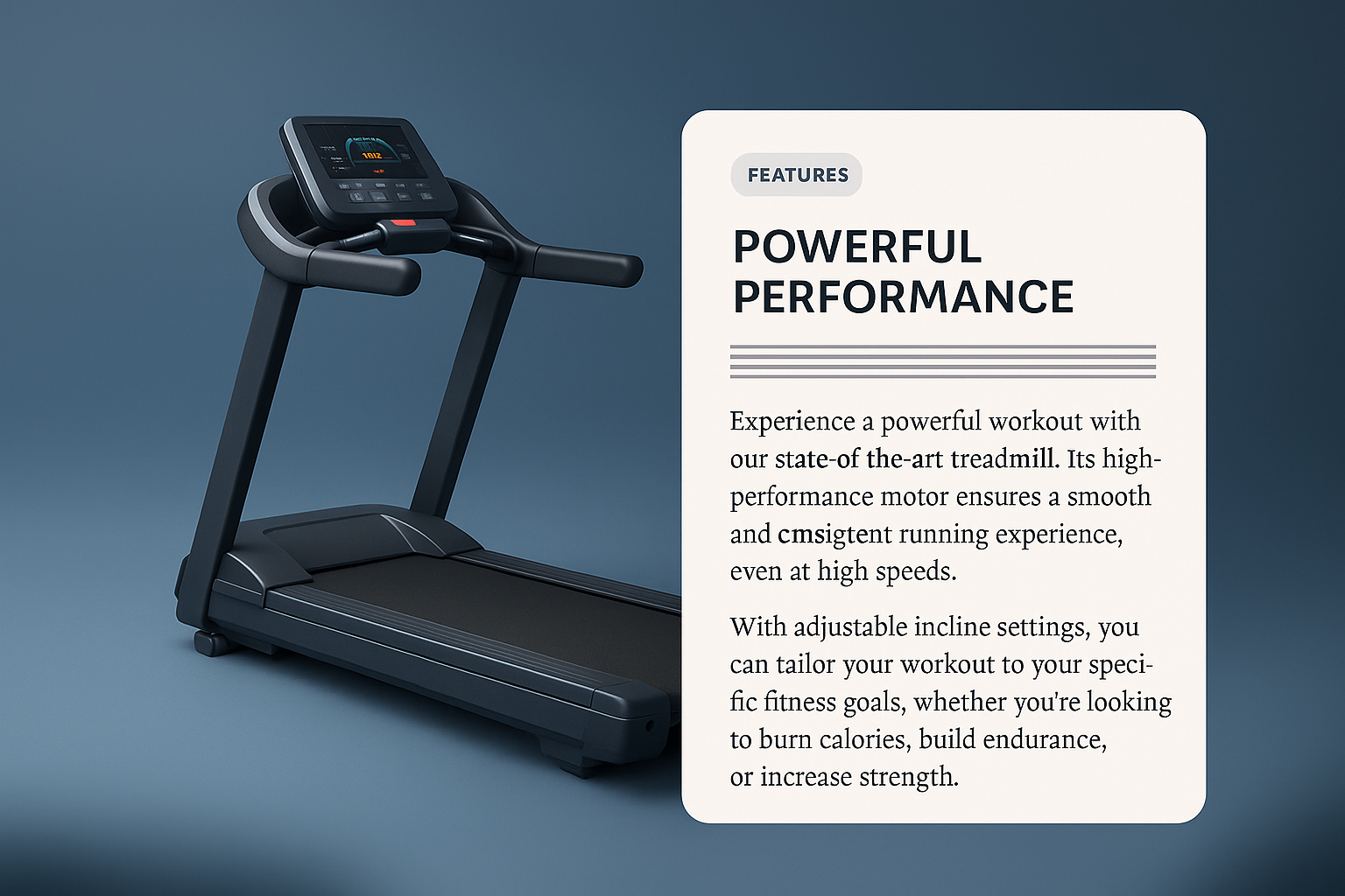 3D Treadmill Illustration with Feature Description