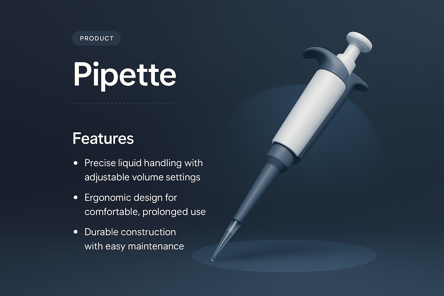 3D Illustration of a Pipette with Feature Highlights