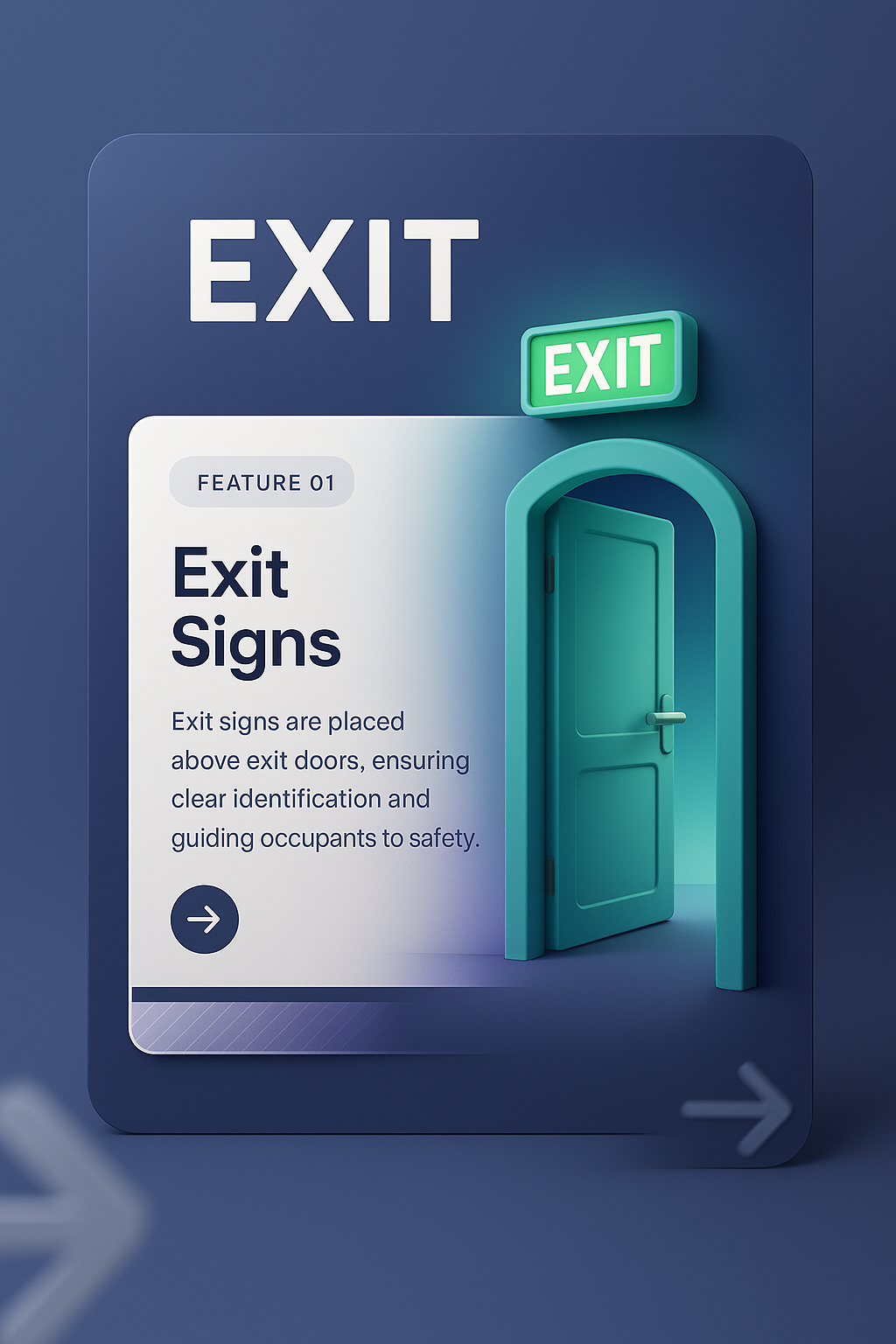 3D Illustration of Exit Signage with Features