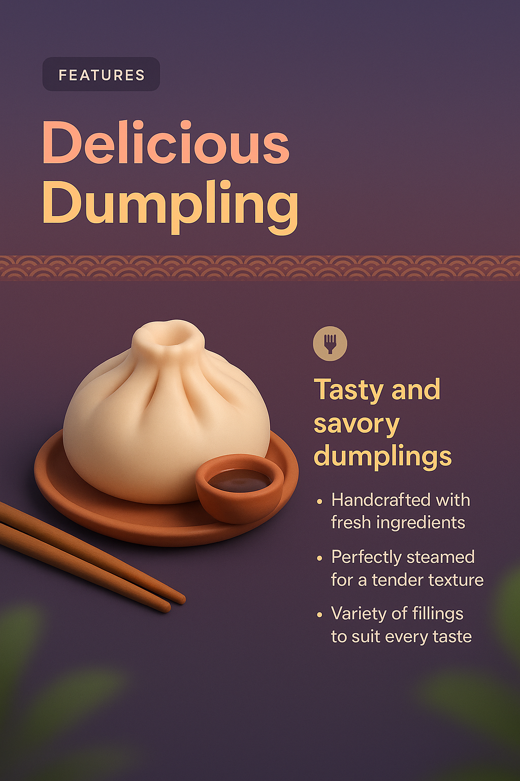 Delicious Dumpling Landing Page Design with 3D Illustration