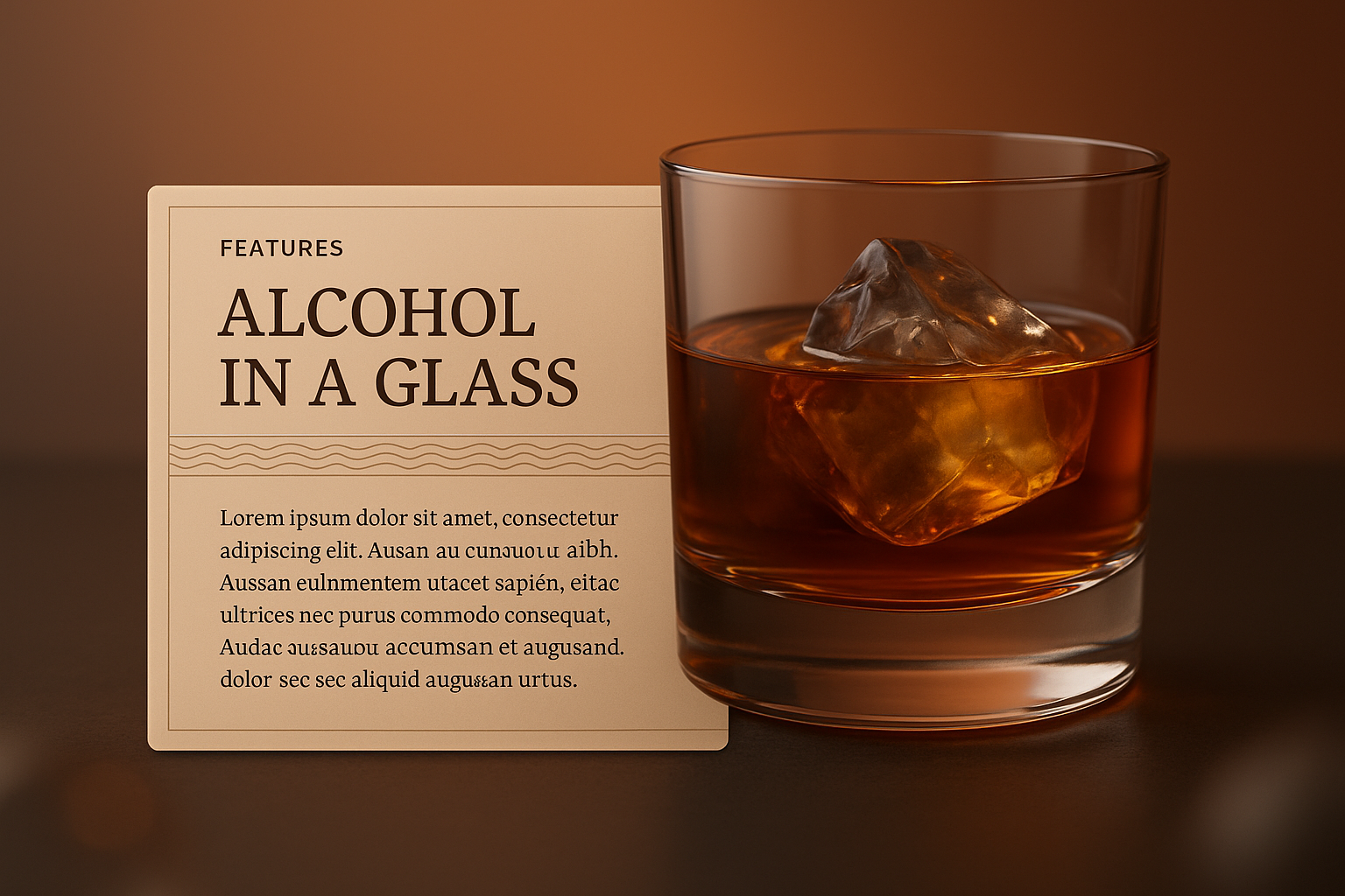 Elegant Glass of Alcohol with Features Description