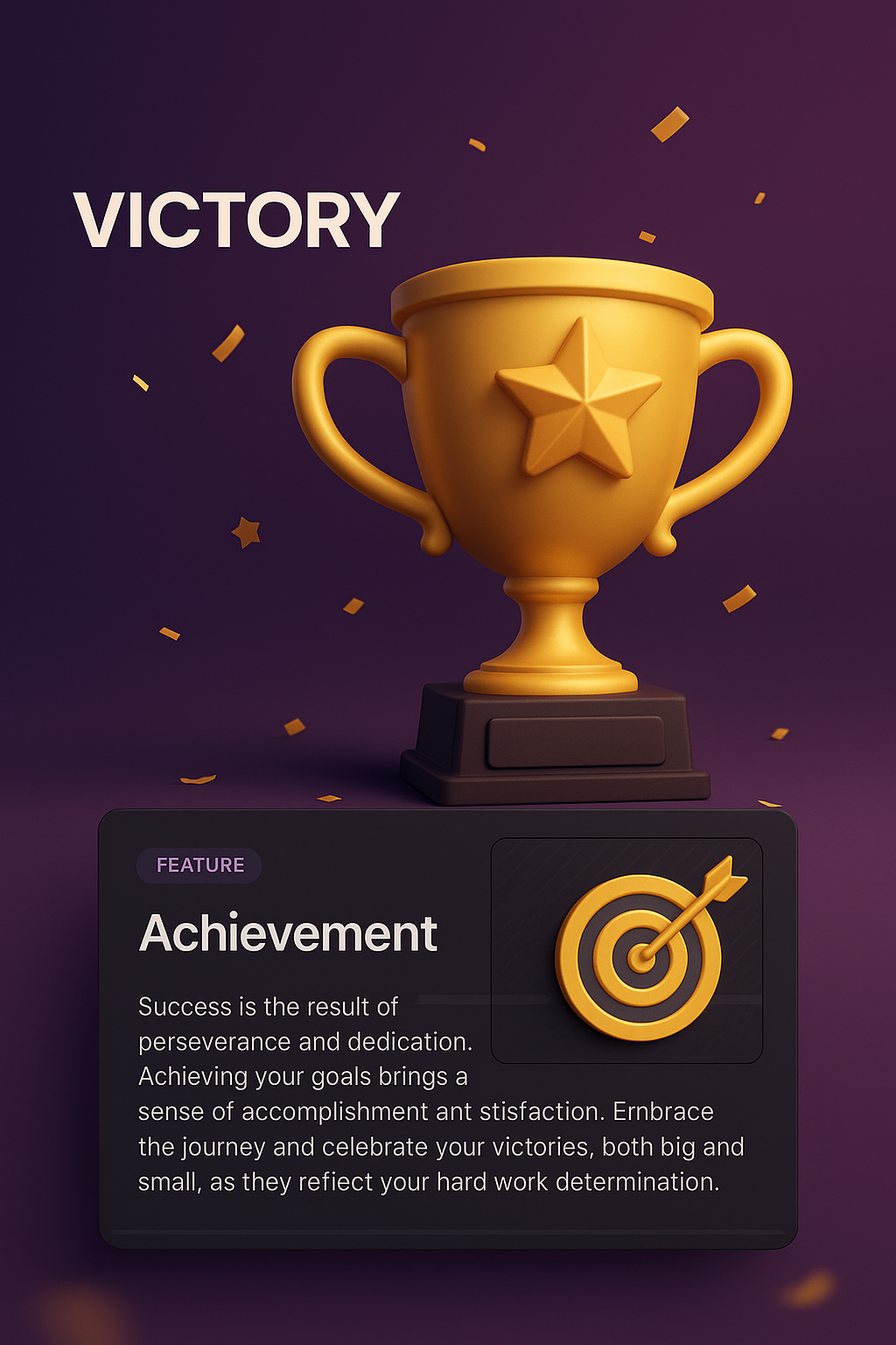 3D Illustration of Victory Trophy with Features