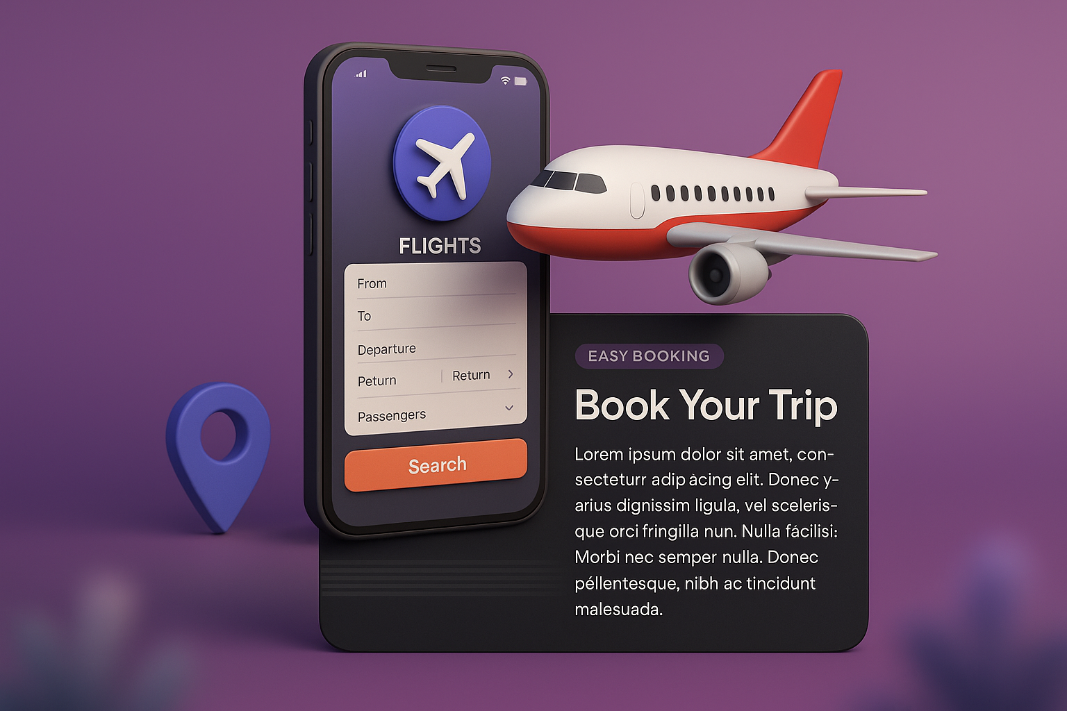 3D Transportation Web Page Design Featuring Booking Interface