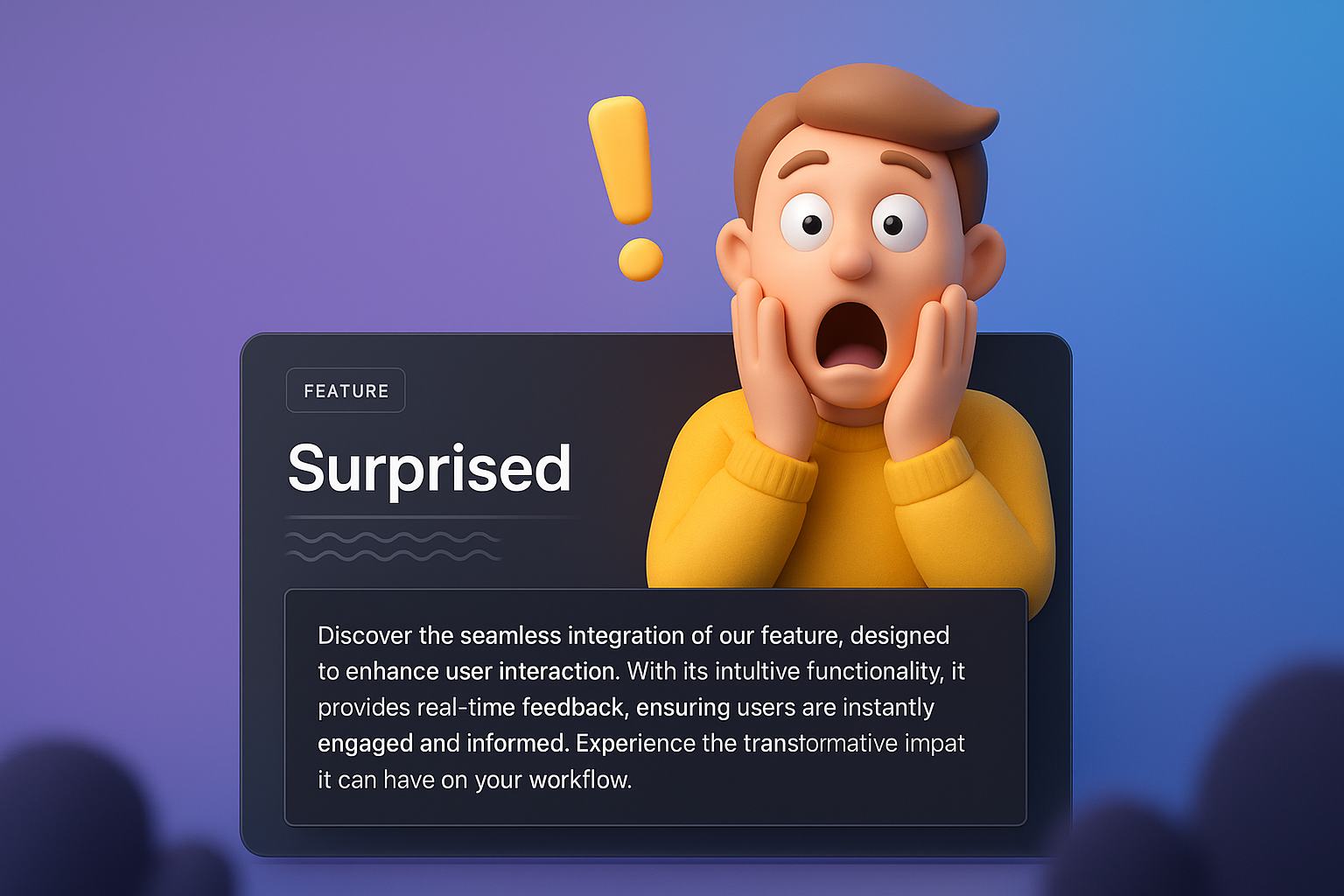 3D Web Page Design Featuring Surprised Character
