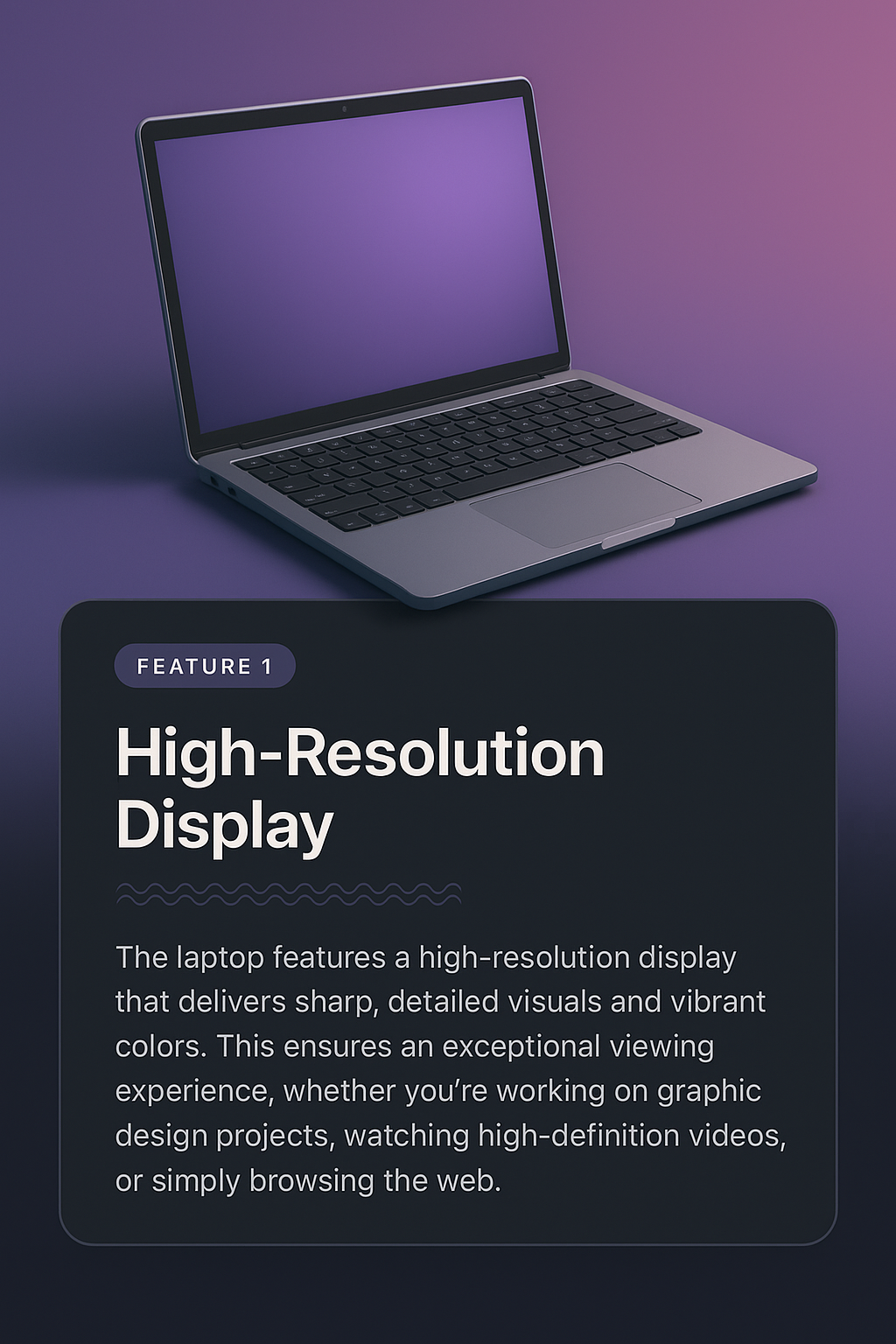 High-Resolution Laptop Display Features on 3D Web Page