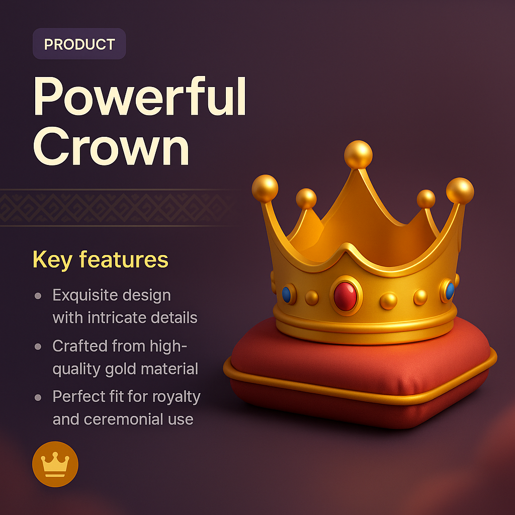 Stunning 3D Visualization of a Crown with Key Features