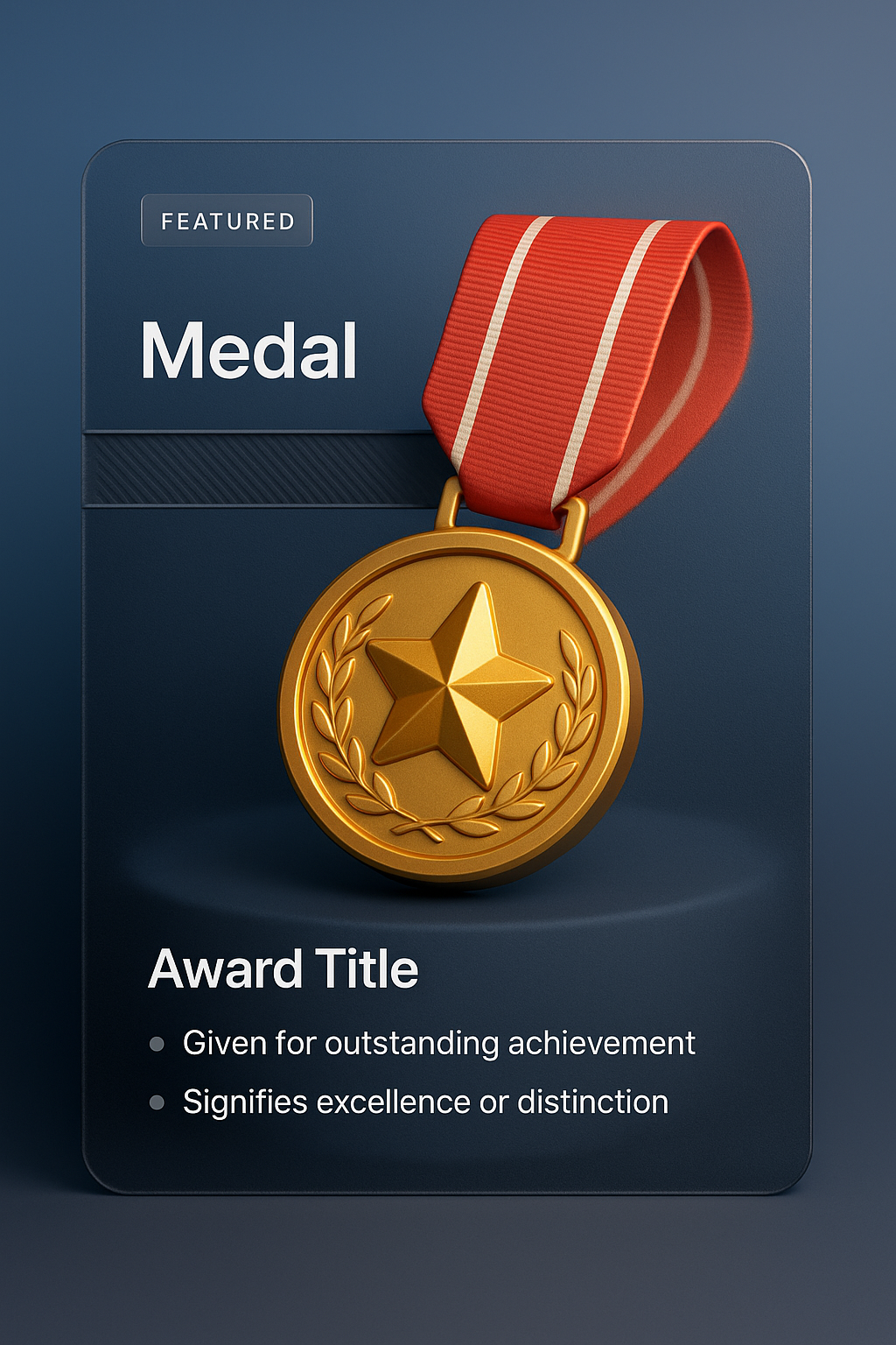 3D Medal Design with Layered Effects and Text Blocks