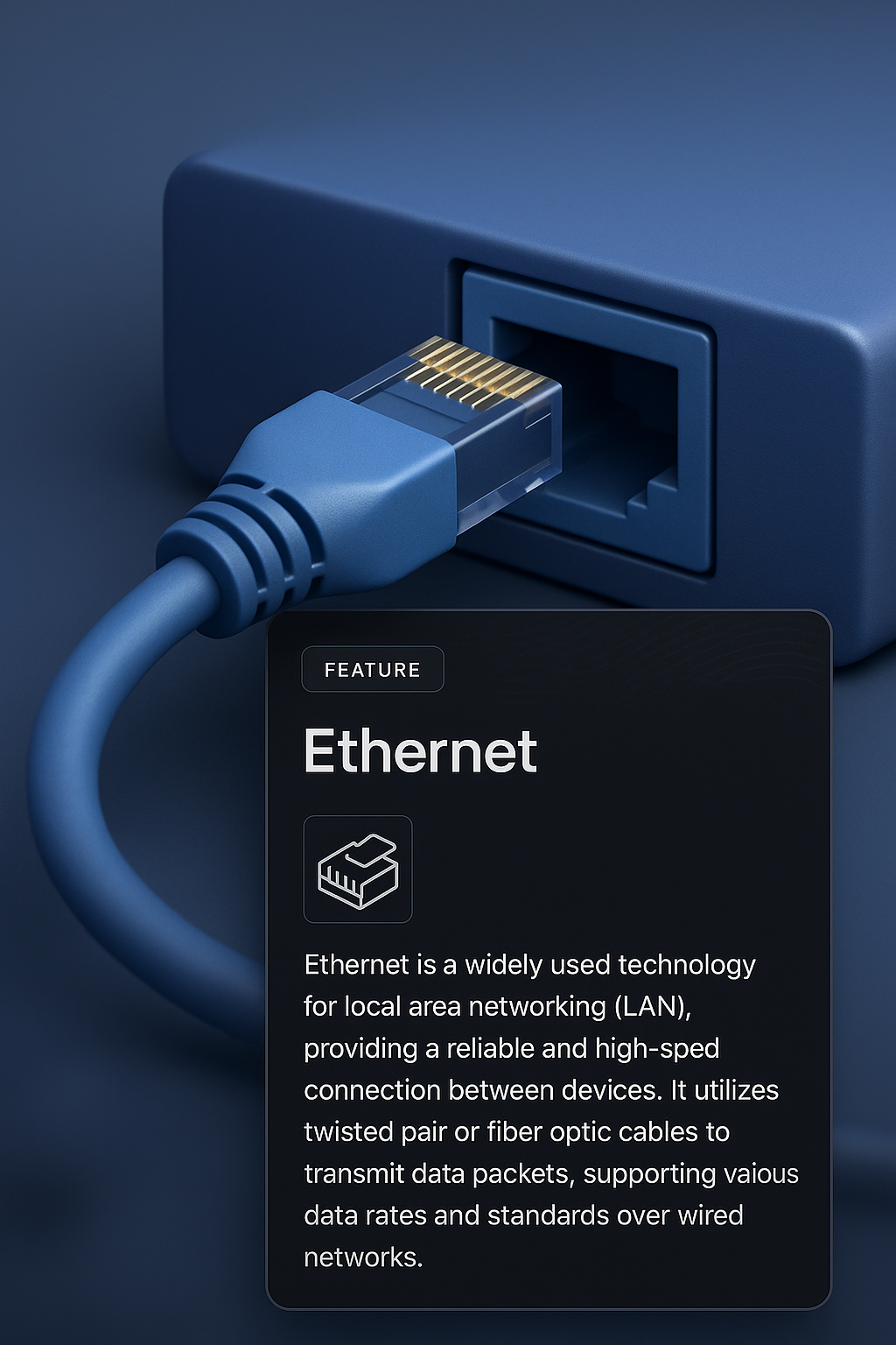3D Ethernet Web Design Concept with Feature Block