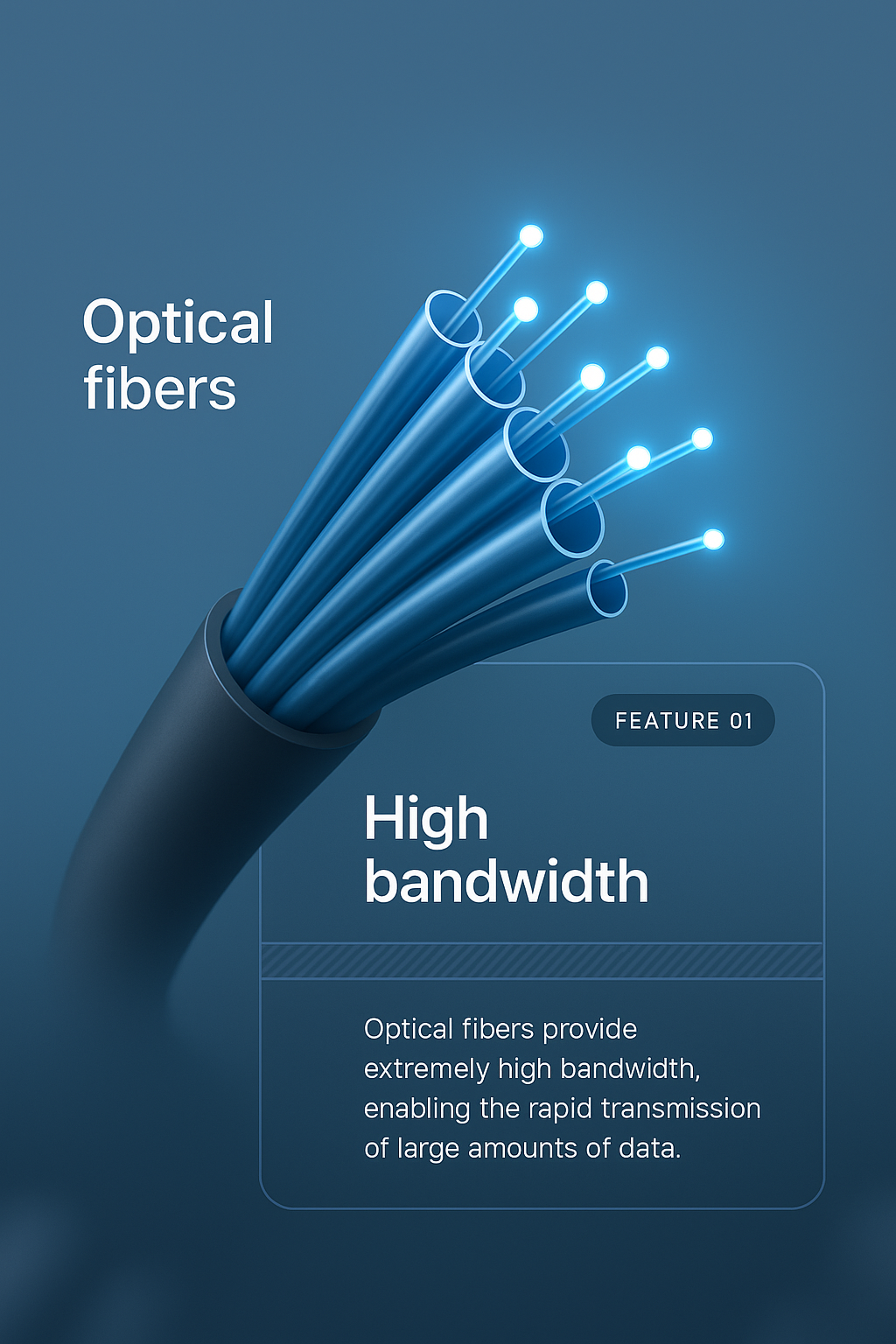 3D Illustration of Optical Fibers with High Bandwidth Feature