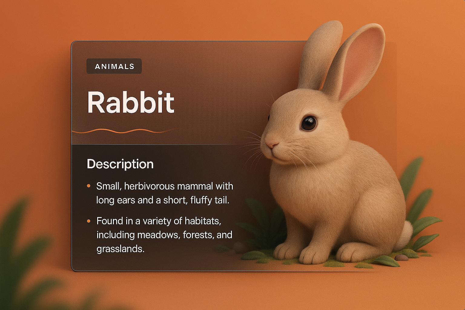 3D Illustration of a Rabbit with Stylish Web Design Elements