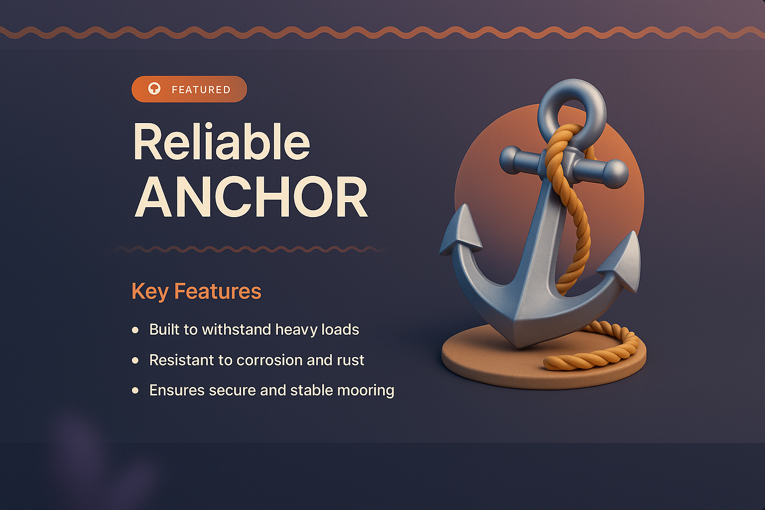 3D Illustration of a Reliable Anchor for Landing Page Design