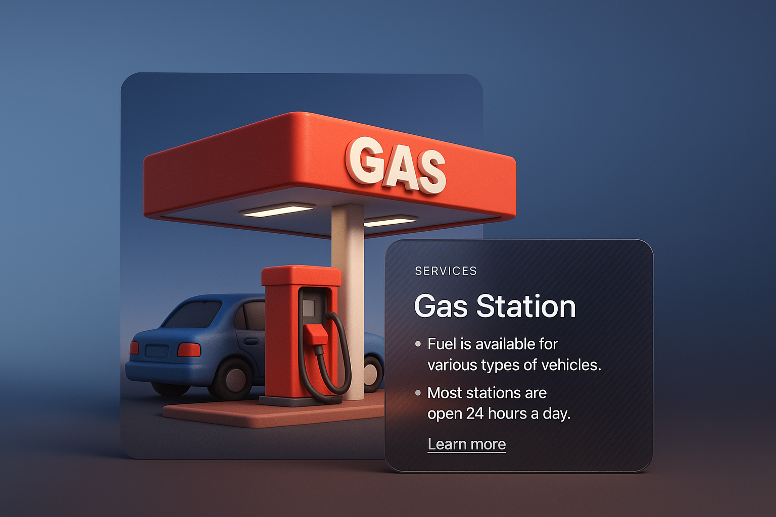 3D Illustration of a Modern Gas Station Design