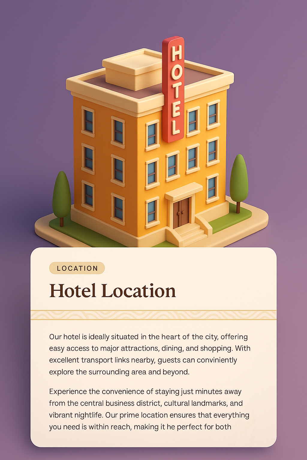 3D Hotel Location Design for Web Page Layout