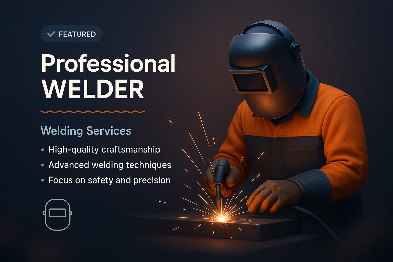 3D Welder Illustration for Professional Services Landing Page